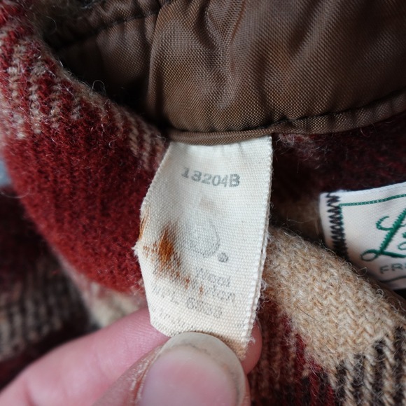 Vintage LL Bean Script Shirt Mens Large Multicolor Plaid Wool Flannel Button Up - Picture 6 of 12